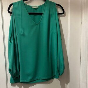 Jade V-Neck Green Blouse